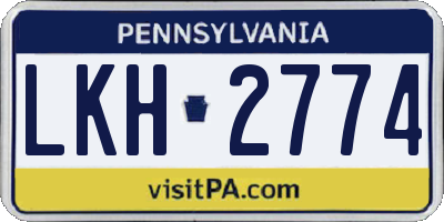 PA license plate LKH2774