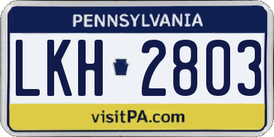 PA license plate LKH2803