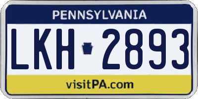 PA license plate LKH2893