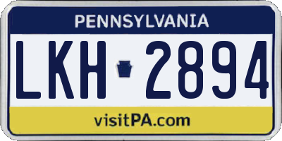 PA license plate LKH2894
