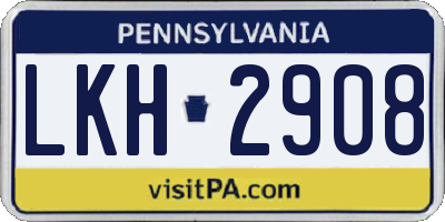 PA license plate LKH2908