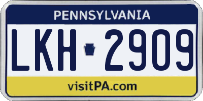 PA license plate LKH2909
