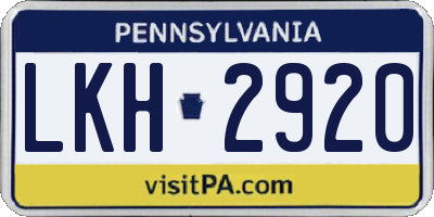PA license plate LKH2920