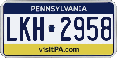 PA license plate LKH2958