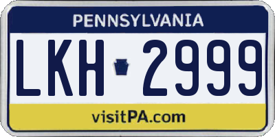 PA license plate LKH2999