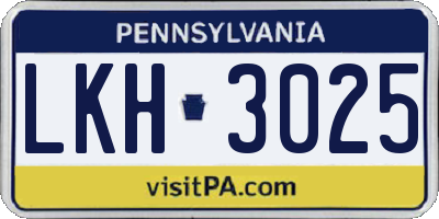PA license plate LKH3025
