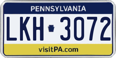 PA license plate LKH3072