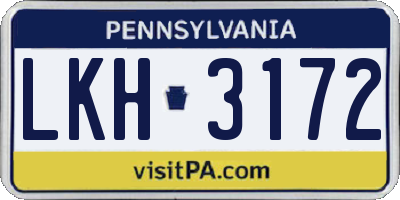 PA license plate LKH3172