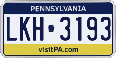 PA license plate LKH3193
