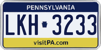 PA license plate LKH3233