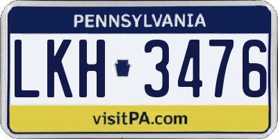 PA license plate LKH3476