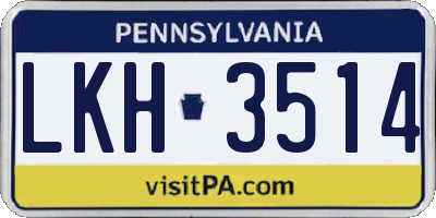 PA license plate LKH3514