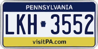 PA license plate LKH3552