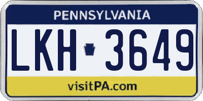 PA license plate LKH3649