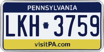 PA license plate LKH3759