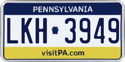 PA license plate LKH3949