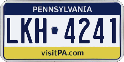 PA license plate LKH4241