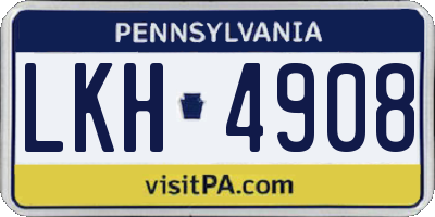 PA license plate LKH4908