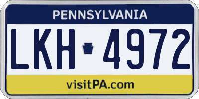 PA license plate LKH4972