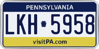 PA license plate LKH5958