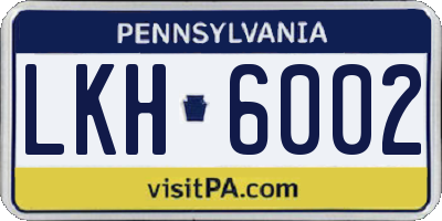 PA license plate LKH6002