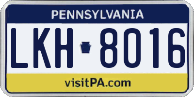 PA license plate LKH8016