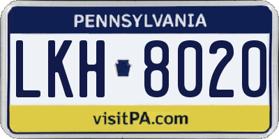 PA license plate LKH8020