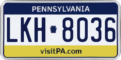 PA license plate LKH8036