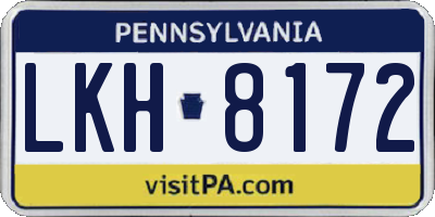 PA license plate LKH8172
