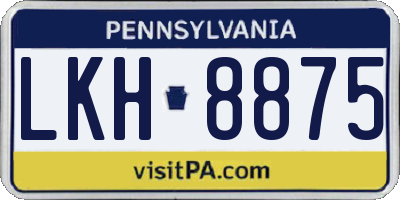 PA license plate LKH8875