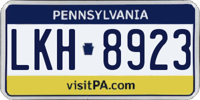 PA license plate LKH8923
