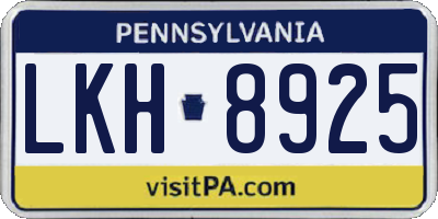 PA license plate LKH8925