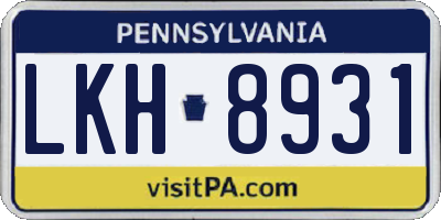 PA license plate LKH8931