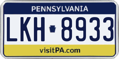 PA license plate LKH8933