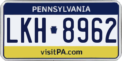 PA license plate LKH8962