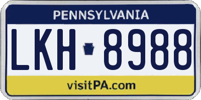 PA license plate LKH8988