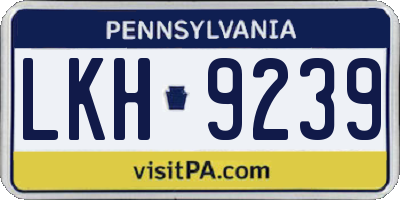 PA license plate LKH9239