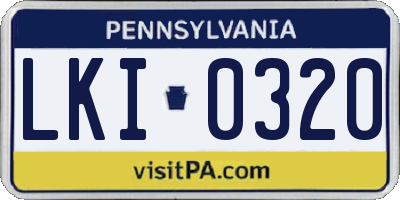PA license plate LKI0320