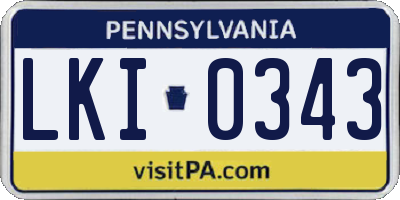 PA license plate LKI0343