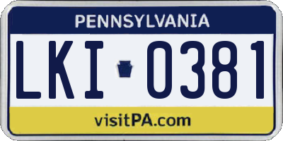 PA license plate LKI0381