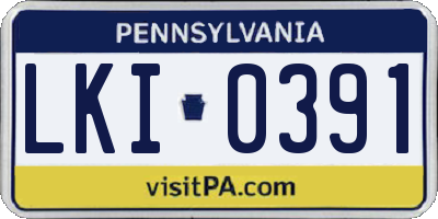 PA license plate LKI0391
