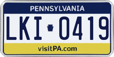 PA license plate LKI0419