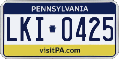 PA license plate LKI0425
