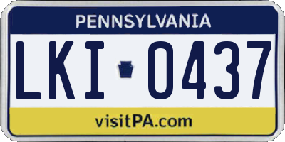 PA license plate LKI0437