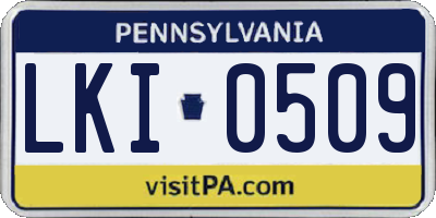 PA license plate LKI0509