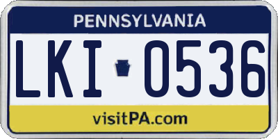 PA license plate LKI0536