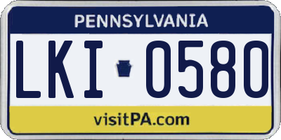 PA license plate LKI0580