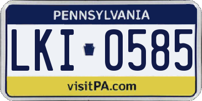 PA license plate LKI0585