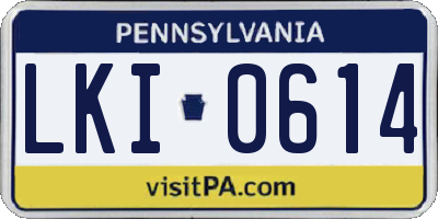 PA license plate LKI0614