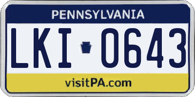 PA license plate LKI0643